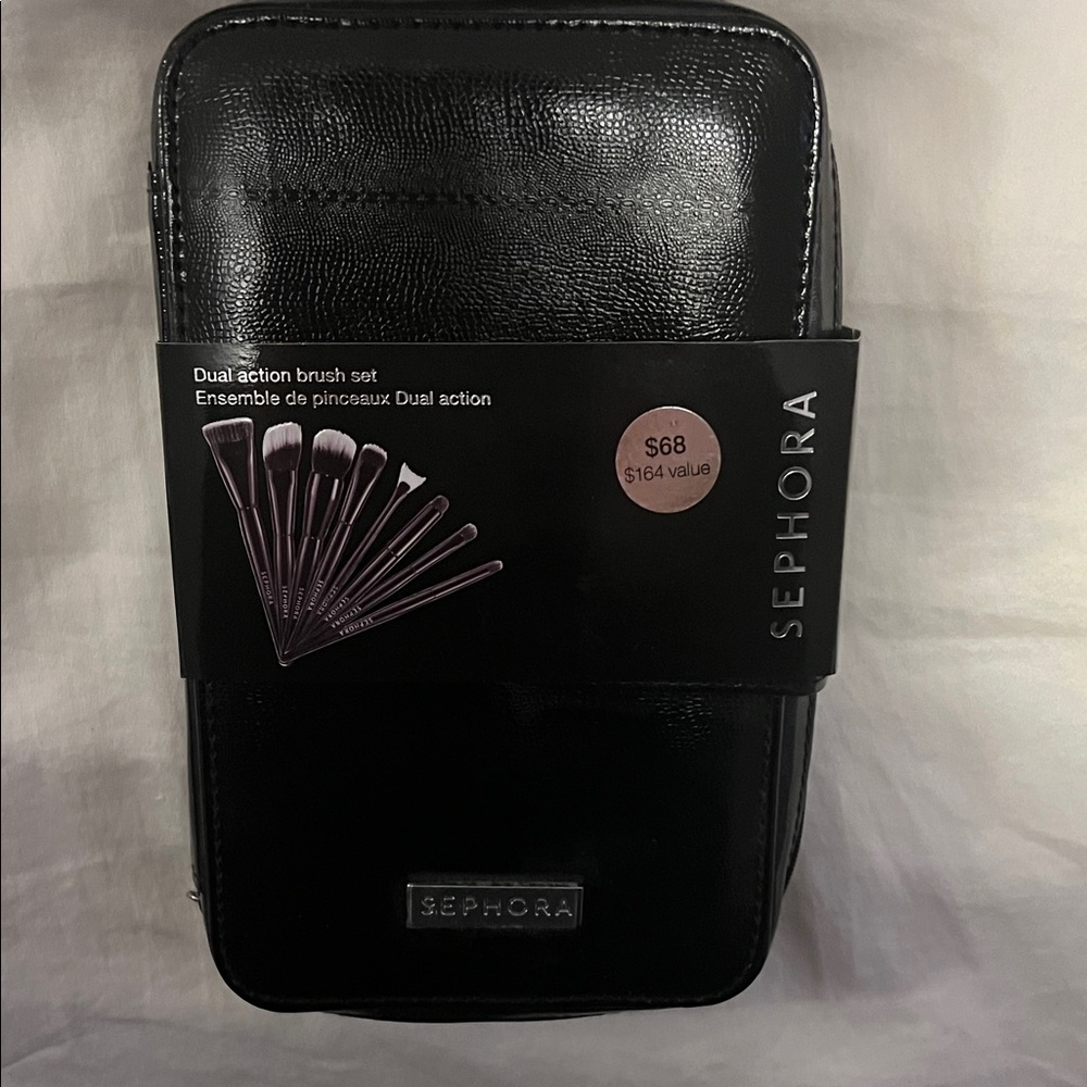 Sephora Black Dual Action Brush Set with Case New